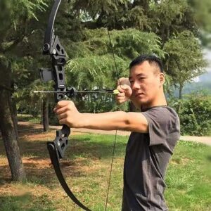 BZTANG 51" Bow and Arrow for Adults Archery Recurve Bow Takedown Straight Bow Hunting Longbow with Arrows Quiver Metal Riser Right Hand for Target Shooting Practice (40LBS, Black)