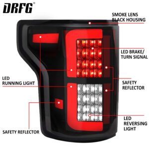 DRFG LED Tail Lights Compatible for F150 2015 2016 2017 2018 2019 2020 LED Tail Lamp for Ford Smoke lens Taillight Assembly Passenger and Driver Side