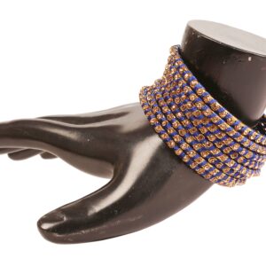 Touchstone New Silk Thread Bangle Collection Indian Bollywood Hand Woven Silk Thread Royal Blue Color Rhinestone Designer Jewelry Special Large Size Bracelets Bangle Set of 8 for Women.