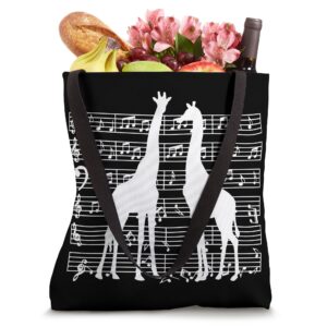 Music Notes with giraffe on Music Sheet - Music Teacher Tote Bag