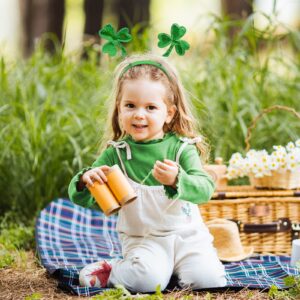 St Patricks Day Shamrock Headbands - 3 Pcs Green Clover Plain Hair Hoops Band Head Boppers Irish Party Favor Set Leprechaun Costume Accessories (Style C)