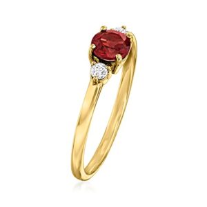 RS Pure by Ross-Simons 0.60 Carat Garnet Ring With .10 ct. t.w. Diamonds in 14kt Yellow Gold. Size 6