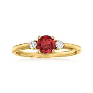 RS Pure by Ross-Simons 0.60 Carat Garnet Ring With .10 ct. t.w. Diamonds in 14kt Yellow Gold. Size 6