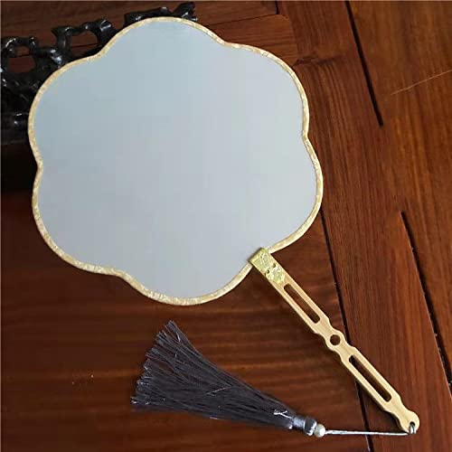 Vintage White Personalized Chinese Hand Fans Ladies Natural Real Silk Dance Fan Decoration Calligraphy Painting Embroidery (6ban)