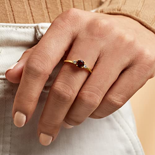 RS Pure by Ross-Simons 0.60 Carat Garnet Ring With .10 ct. t.w. Diamonds in 14kt Yellow Gold. Size 6