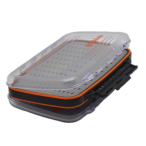 ALICHINO Fly Box for Fly Files Ice Jig Box Two Sided Waterproof Fly Fishing Box for Nymphs and Streamers (Grey Foam Insert, M 7.3 * 4.5 * 1.6Inch)