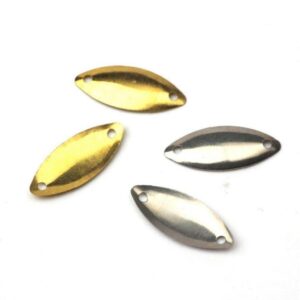 Ruluti 100pcs Fly Fishing Lure Sequin Noise Silver Gold Metal Small Spoon Spinner Lure Tackle, 7*15mm