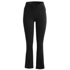 Flare Yoga Pants for Women High Waisted Bootcut Split Hem Athletic Bootleg Pants Breathable Bell Bottom Lounge Pants Black