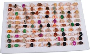 yitana bulk rings wholesale 100 pack crystal ring jewelry for boutiques (100pcs mixed-rose gold)