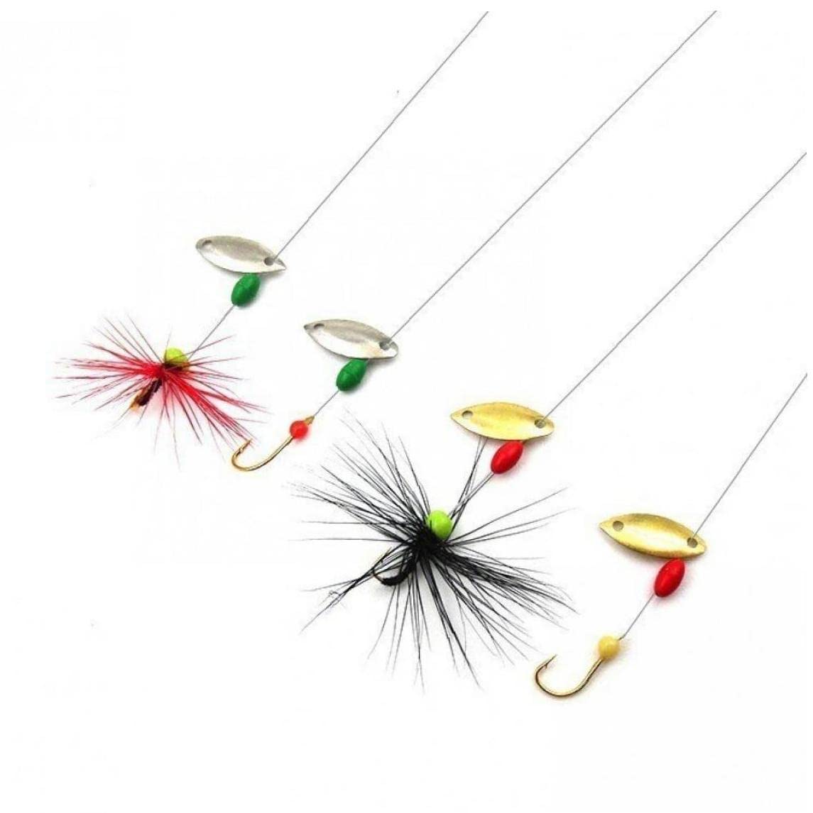 Ruluti 100pcs Fly Fishing Lure Sequin Noise Silver Gold Metal Small Spoon Spinner Lure Tackle, 7*15mm