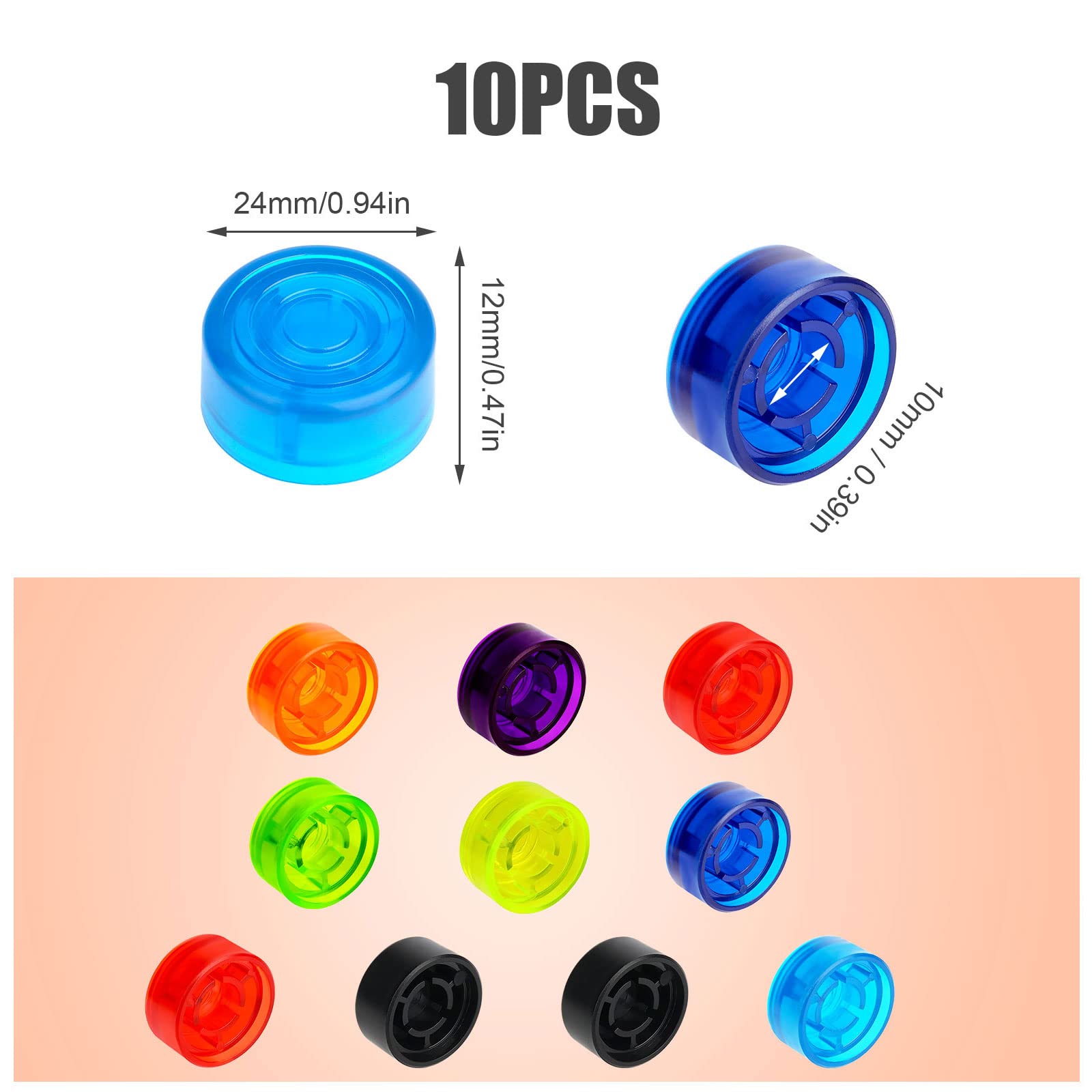 SAVITA 10pcs Guitar Effects Pedal Cap, Multicolor Pedal Footswitch Topper Effect Pedal Buttons Pedal Knob Caps Protection Cap for Guitar (8 Colors)