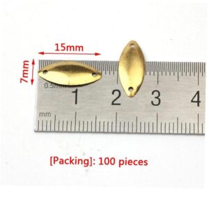 Ruluti 100pcs Fly Fishing Lure Sequin Noise Silver Gold Metal Small Spoon Spinner Lure Tackle, 7*15mm