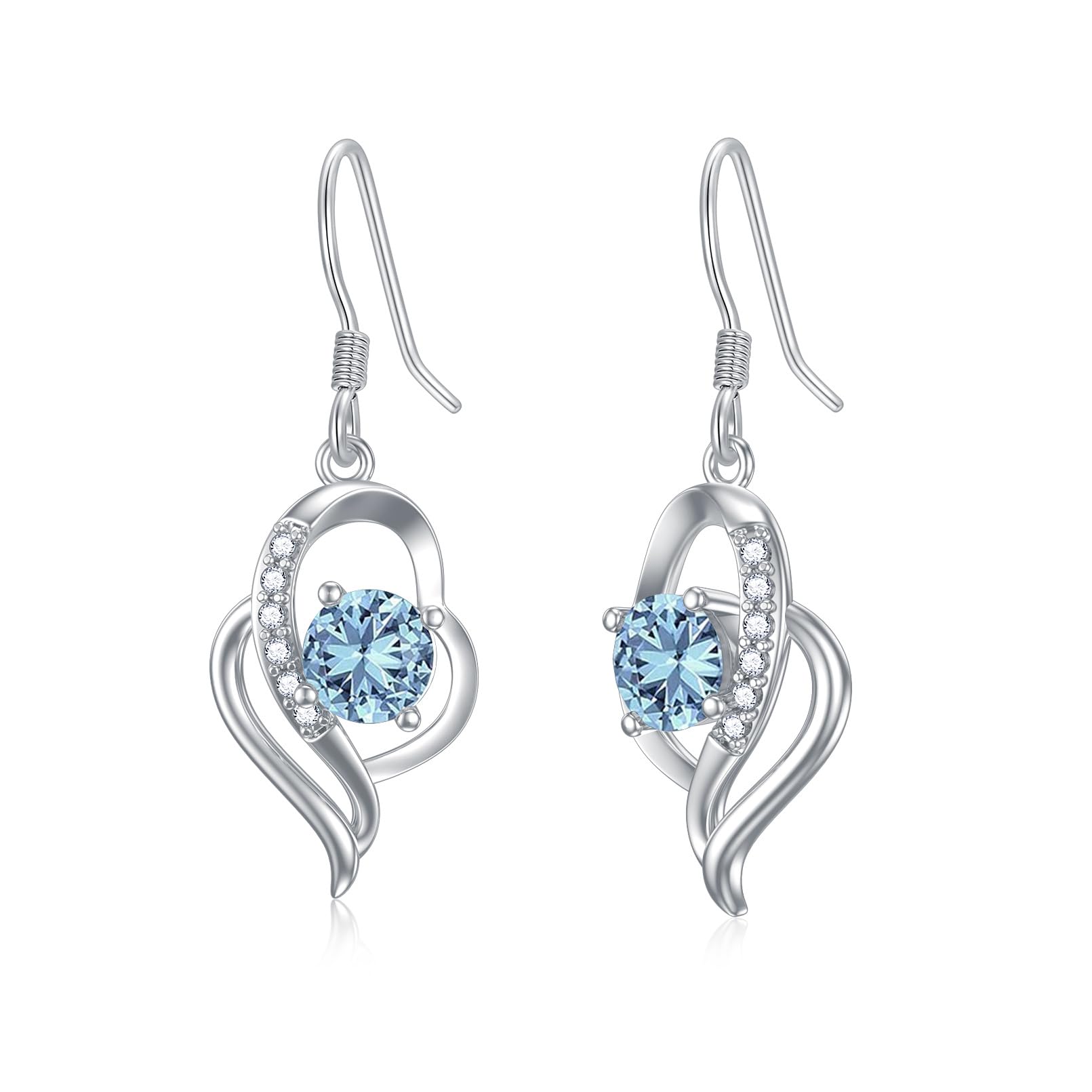 Seiyang Sterling Silver Created Aquamarine Dangle Drop Earrings March Birthstone Dangle Earrings for Women