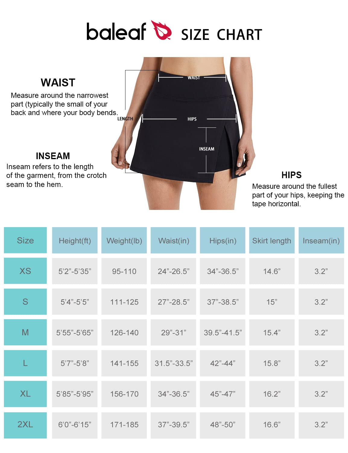 BALEAF Women's Golf Skirts High Waisted Tennis Skorts with Slit Athletic Running Skirt with Shorts and Zip Pockets Black L