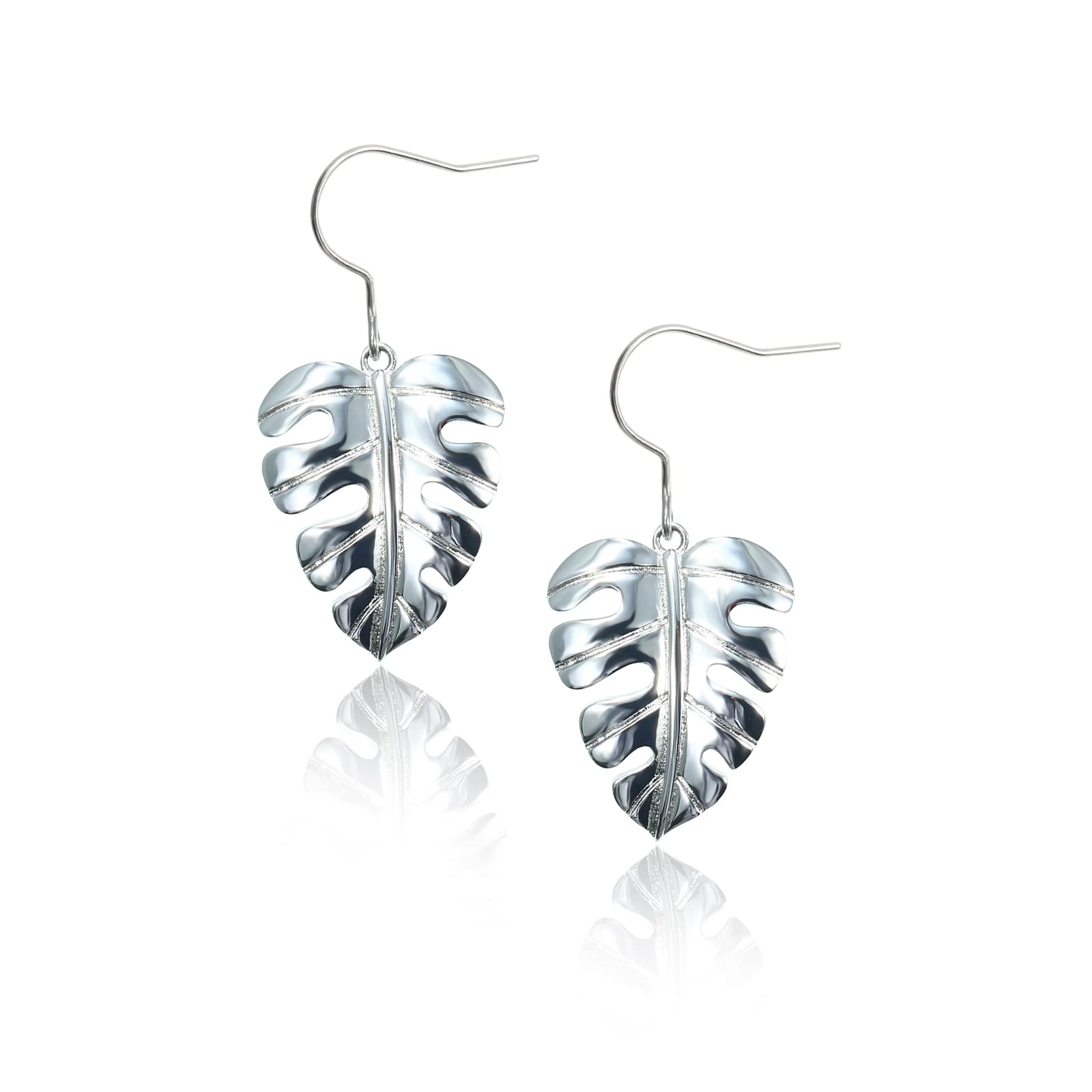 TGNEL Titanium Earrings | Monstera Leaf Summer Earrings Dangle Drop Earrings for Women Sensitive Ear