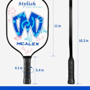 MCALEX Pickleball Paddles, Graphite Pickleball Paddle, Graphite Carbon Fiber Surface with Cushion Comfort Grip Easy to Hold, 8.2 Ounces (Blue/White)