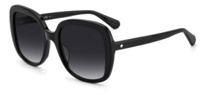 kate spade new york women's wenona/g/s square sunglasses, black/gray shaded, 56mm, 22mm