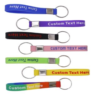 50 Custom Silicone Keychains - Personalized Rubber Keyrings for Party Favors, Events, Awareness, Motivation (Black)