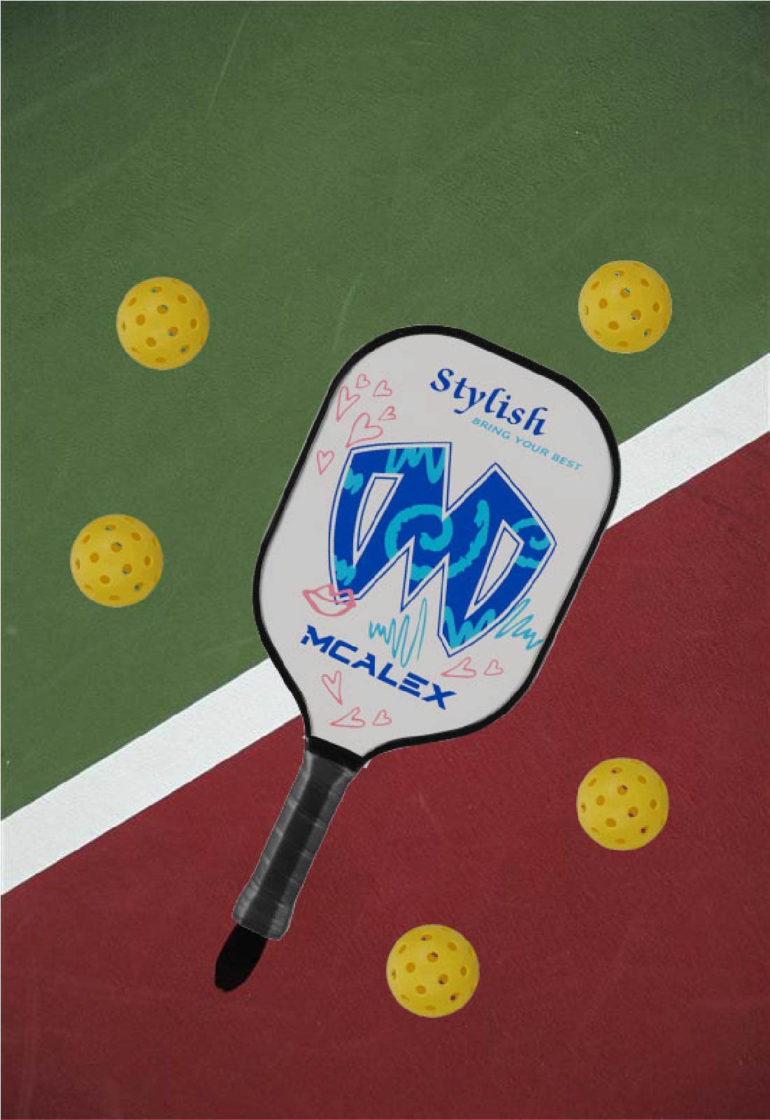 MCALEX Pickleball Paddles, Graphite Pickleball Paddle, Graphite Carbon Fiber Surface with Cushion Comfort Grip Easy to Hold, 8.2 Ounces (Blue/White)