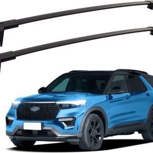 FengYu Roof Rack Cross Bars 200lbs Compatible with Ford Explorer 2020 2021 2022 2023 2024 Heavy Duty Aluminum Crossbars Rails Rooftop Cargo Bag Kayak Canoe Black Snowboard Skiboard Luggage Carrier