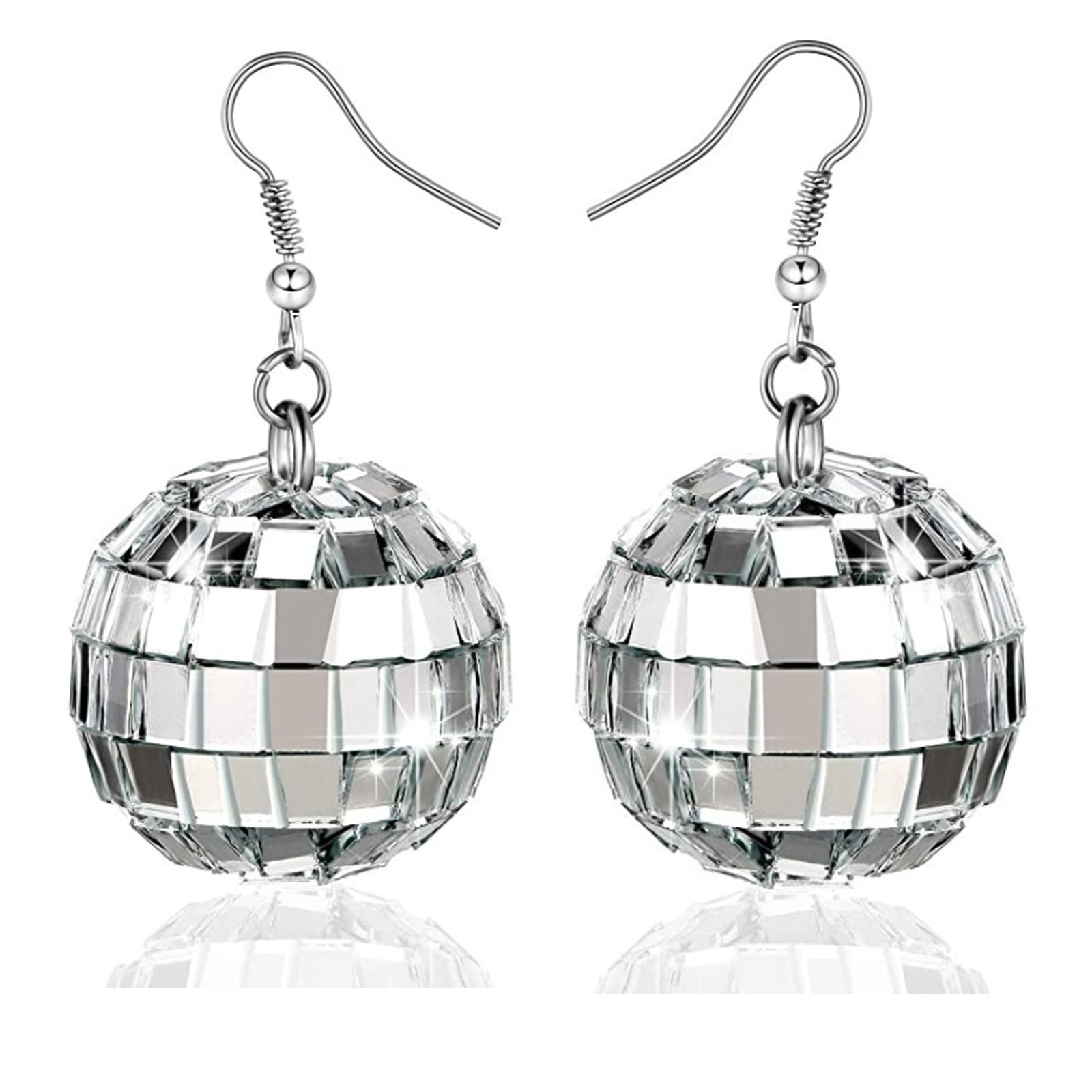 Disco Ball Earrings 24mm 70'S Disco Punk Earrings for Women Jewelry (B)