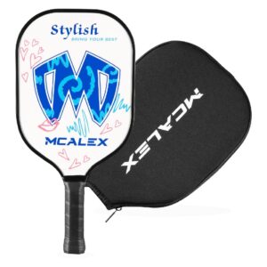 MCALEX Pickleball Paddles, Graphite Pickleball Paddle, Graphite Carbon Fiber Surface with Cushion Comfort Grip Easy to Hold, 8.2 Ounces (Blue/White)