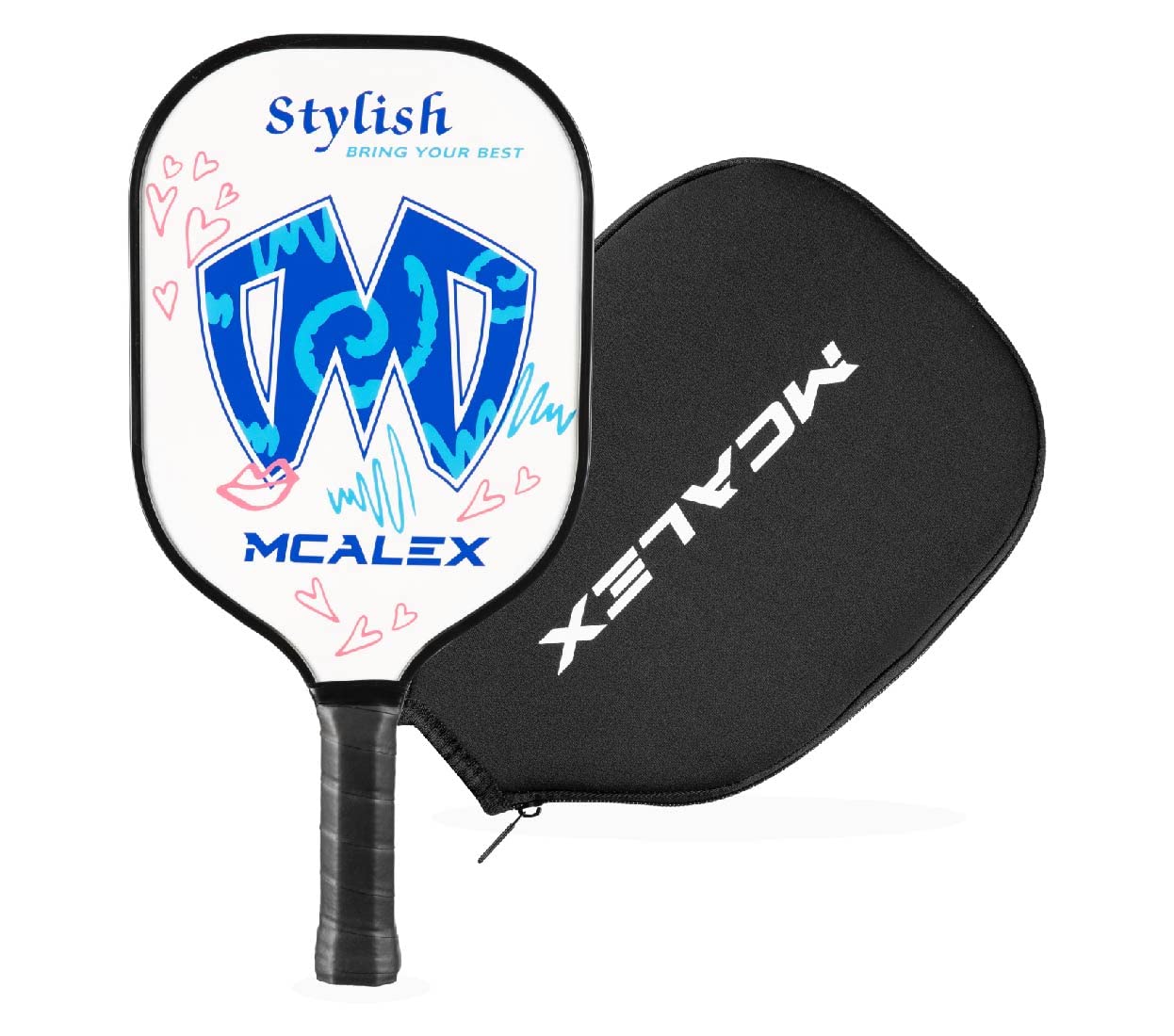 MCALEX Pickleball Paddles, Graphite Pickleball Paddle, Graphite Carbon Fiber Surface with Cushion Comfort Grip Easy to Hold, 8.2 Ounces (Blue/White)