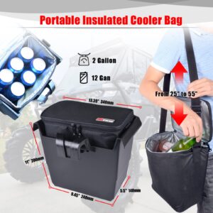 Goldfire Defender Center Underseat Storage Box Bin + Universal UTV Removable Portable Ice Chest Cooler Groceries Bag with Straps For Can Am Defender/Defender Max 2016+ Accessories(Part#715003446)