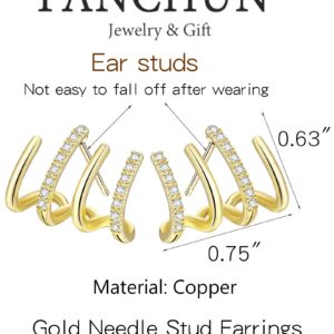 Quartet Earrings Gold Claw Earrings for Women Trendy Dainty Minimalist Huggie Needle Earrings for Womens Luxury Trendy Rhinestone Earrings Jewelry Gifts for Womens