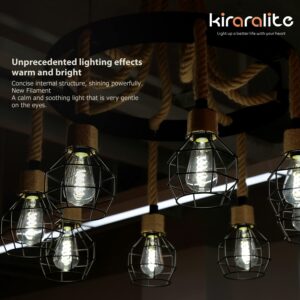 Kiraralite ST19(ST58) LED Edison Bulb, Vintage,6 Pack,Natural White 4000K, Antique Flexible Spiral LED Filament Light Bulb, Dimmable, 600LM, 6W Equivalent to 60W, E26 Base,Clear Glass