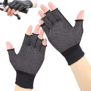 KkaFFe Lightweight Men and Women Half-Finger Slip Breathable Fingerless Work Gloves for Construction Nylon Fitness Cycling Motorcycle Gloves