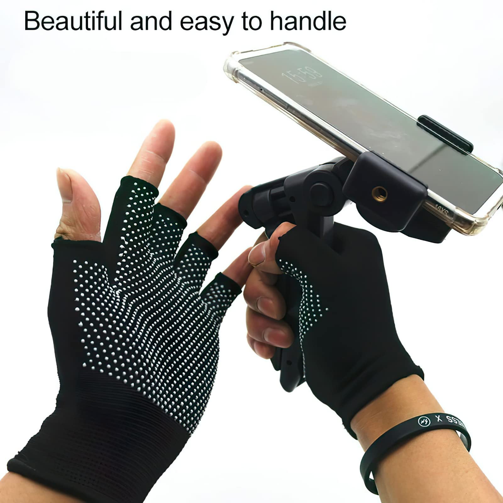 KkaFFe Lightweight Men and Women Half-Finger Slip Breathable Fingerless Work Gloves for Construction Nylon Fitness Cycling Motorcycle Gloves