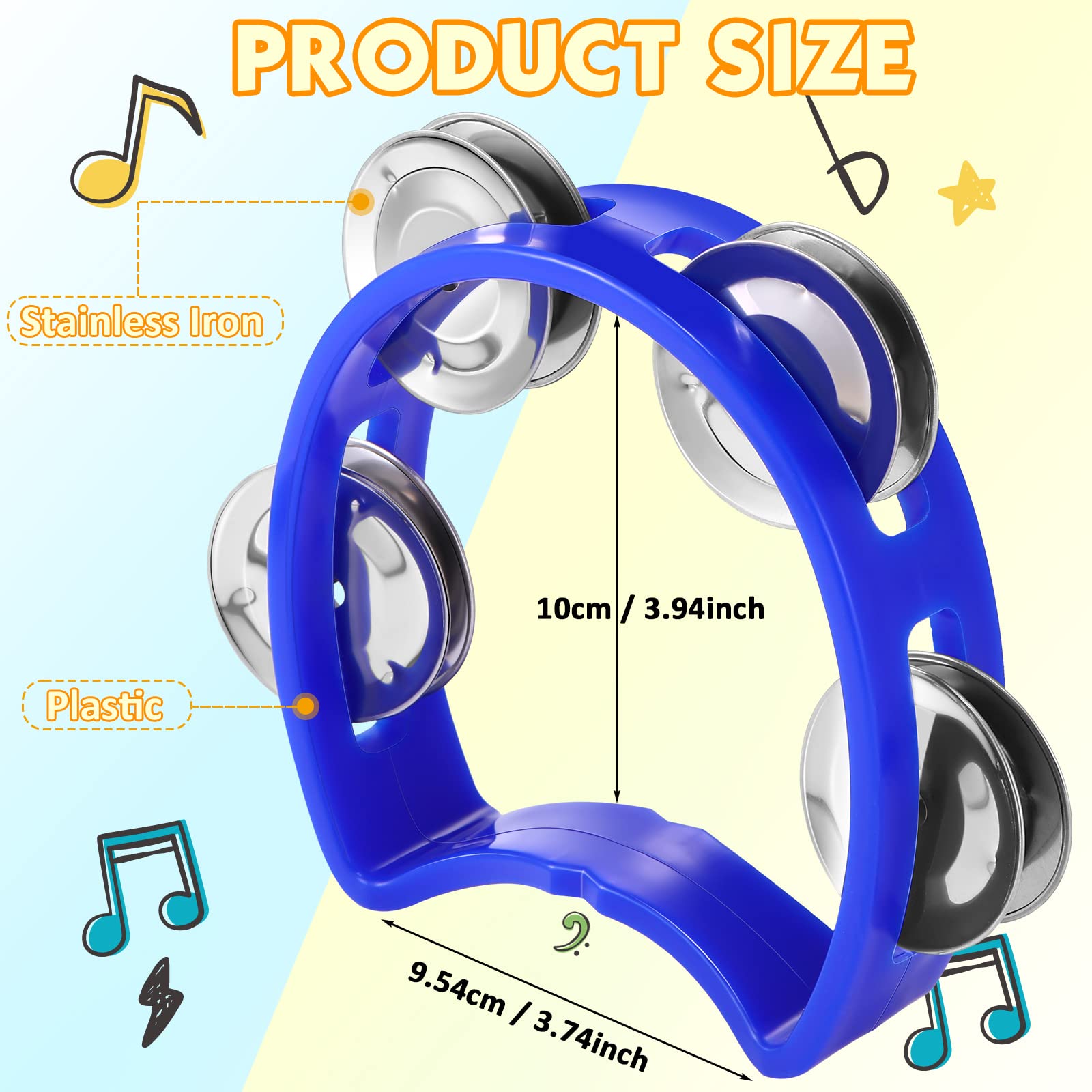 21 Pieces Plastic Percussion Tambourine for Adults Hand Tambourine Musical Instrument 4 Bells on ABS Tambourine Musical Rhythm Instrument Hand Held Percussion Drum for Party Performance Concert