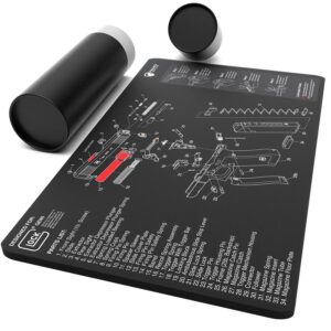 falko tactical gun cleaning mat for glock - double thickness gun mat - hd exploded diagram including parts list, lubrication points and disassembly steps (20 by 12 inches)