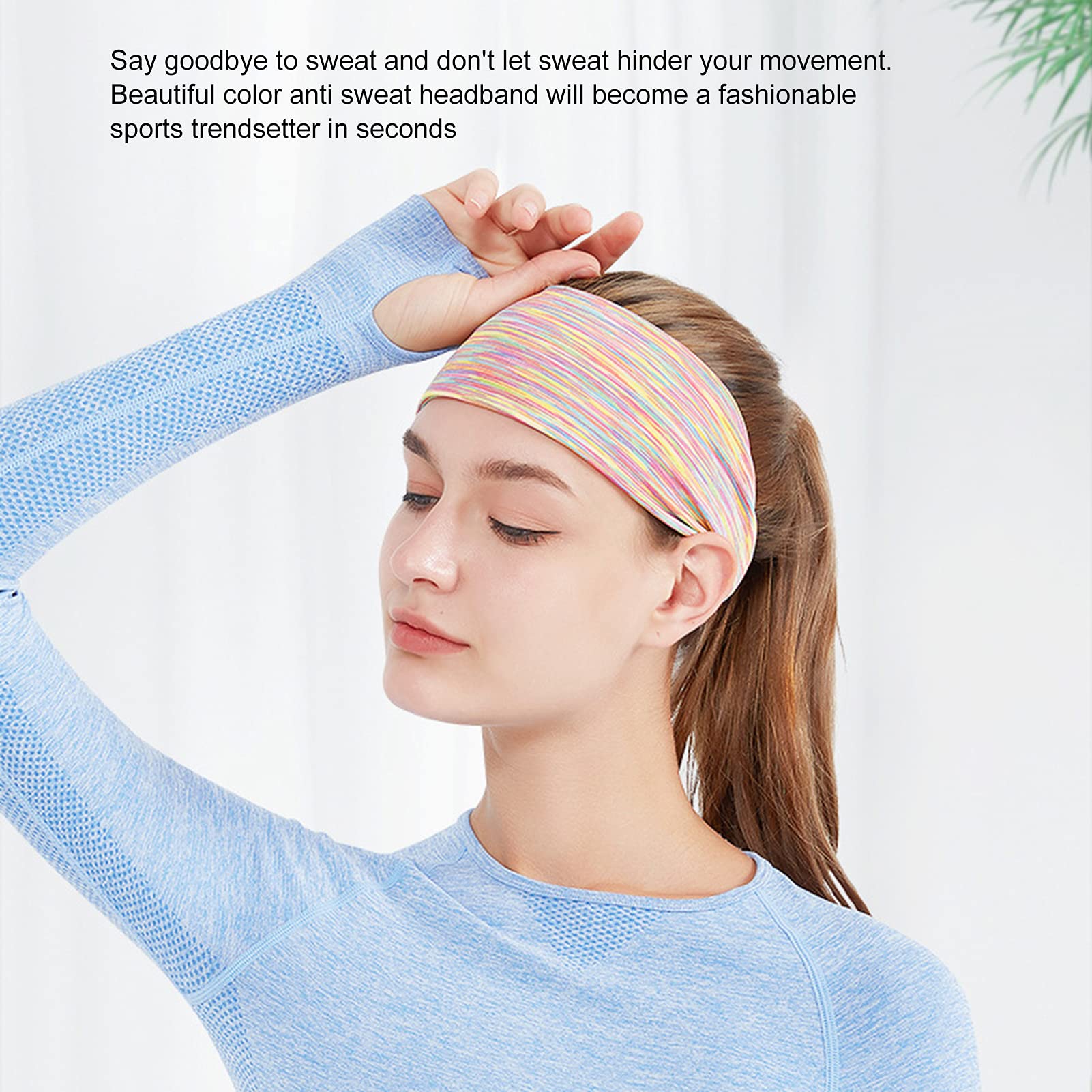 Women's Workout Headbands Sport Headband High Elasticity Wide Sweat Band Ice Silk Soft Women Sport Hair Bands Yoga Running Headband Sweatband for Cycling Fitness Grey