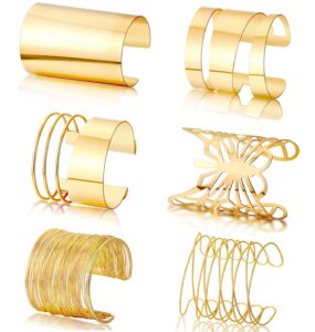 tobeny 6pcs cuff bangle bracelets for women wrist cuff wrap bracelets gold silver plated open wide wire bracelets fashion jewelry