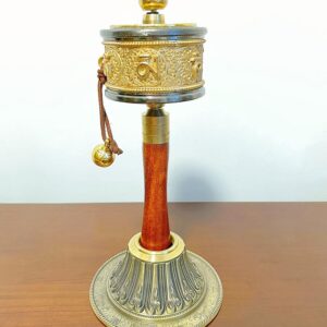 Copper Tibet Prayer Wheel Holder with Mandala Pattern, Hand Held Prayer Wheel Display Stand for Praying, blessing, Meditation, Healing, Relaxing, Yoga (Prayer Wheel Not Included)