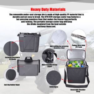 Goldfire Defender Center Underseat Storage Box Bin + Universal UTV Removable Portable Ice Chest Cooler Groceries Bag with Straps For Can Am Defender/Defender Max 2016+ Accessories(Part#715003446)