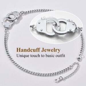 ChainsProMax Handcuff Choker Necklace Stainless Steel Silver Color Handcuffs for Necklace Edgy