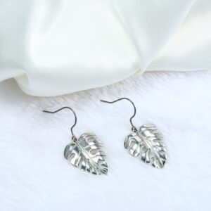 TGNEL Titanium Earrings | Monstera Leaf Summer Earrings Dangle Drop Earrings for Women Sensitive Ear