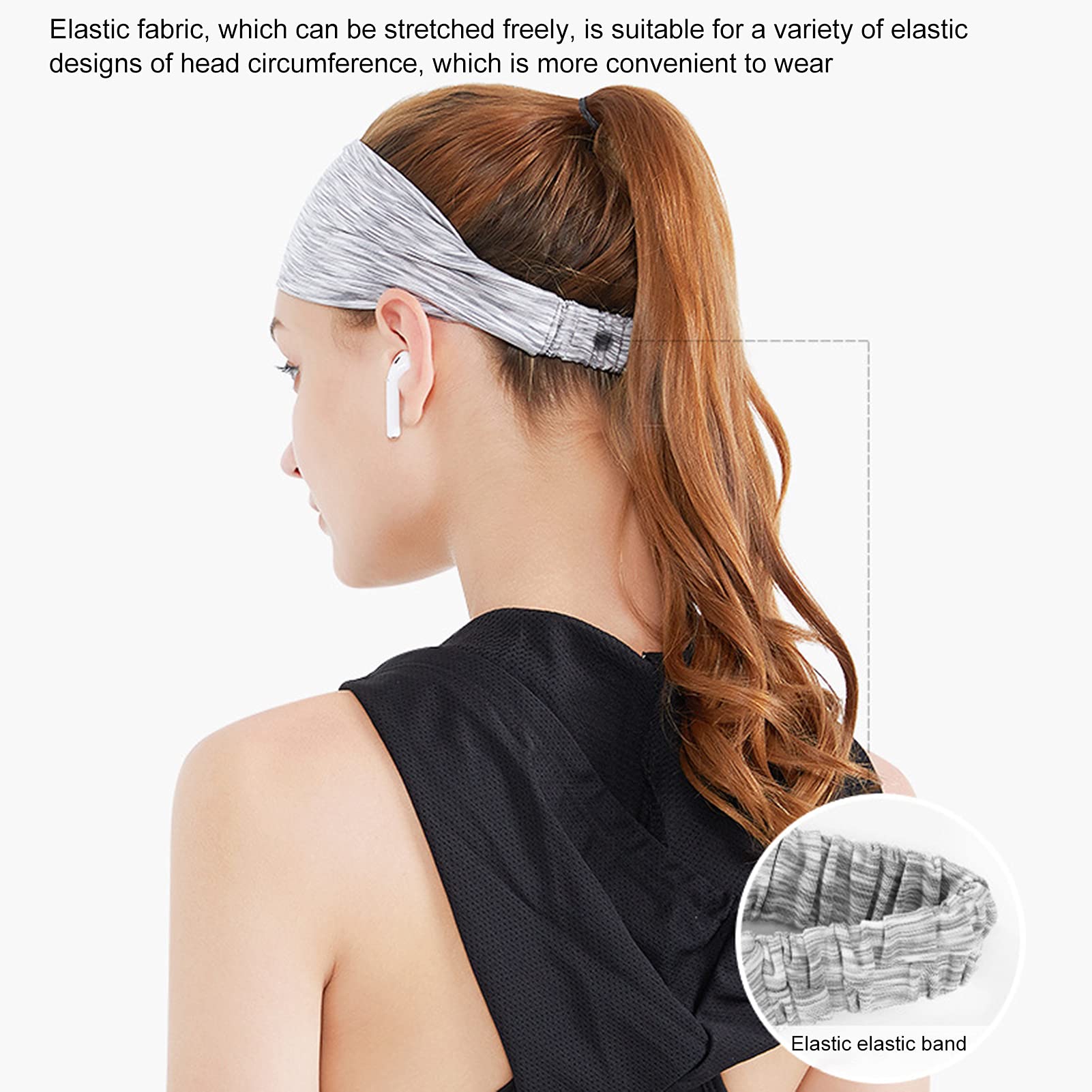 Women's Workout Headbands Sport Headband High Elasticity Wide Sweat Band Ice Silk Soft Women Sport Hair Bands Yoga Running Headband Sweatband for Cycling Fitness Grey