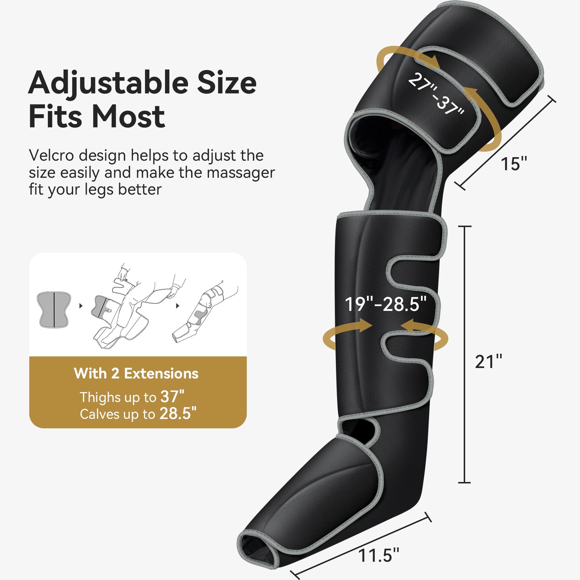 FIT KING Full Leg Massager with Heat, Air Compression Massager for Foot Calf & Thigh Muscle Relaxation and Recovery, Helpful for Pain Relief,Swelling, Edema and RLS, FSA-HSA Approved