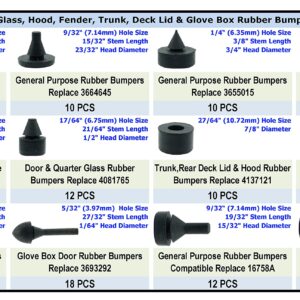 Dsnaduo 160 PCS Black Rubber Bumper Assortment, Automotive Rubber Bumper Stopper, Rubber Stop Bumper Compatible with GM Ford and Chrysler Replace 20030, 8210, fit Many Models