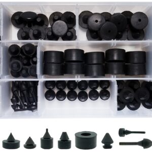 Dsnaduo 160 PCS Black Rubber Bumper Assortment, Automotive Rubber Bumper Stopper, Rubber Stop Bumper Compatible with GM Ford and Chrysler Replace 20030, 8210, fit Many Models