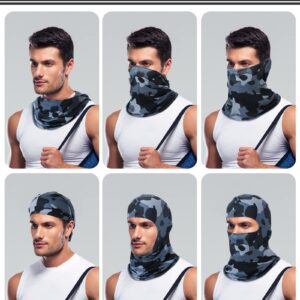 Geyoga 9 Pcs Summer Balaclava UV Sun Protection Full Face Covering Ice Silk Mask Cover Head Sports Face Covering(Camo Style)