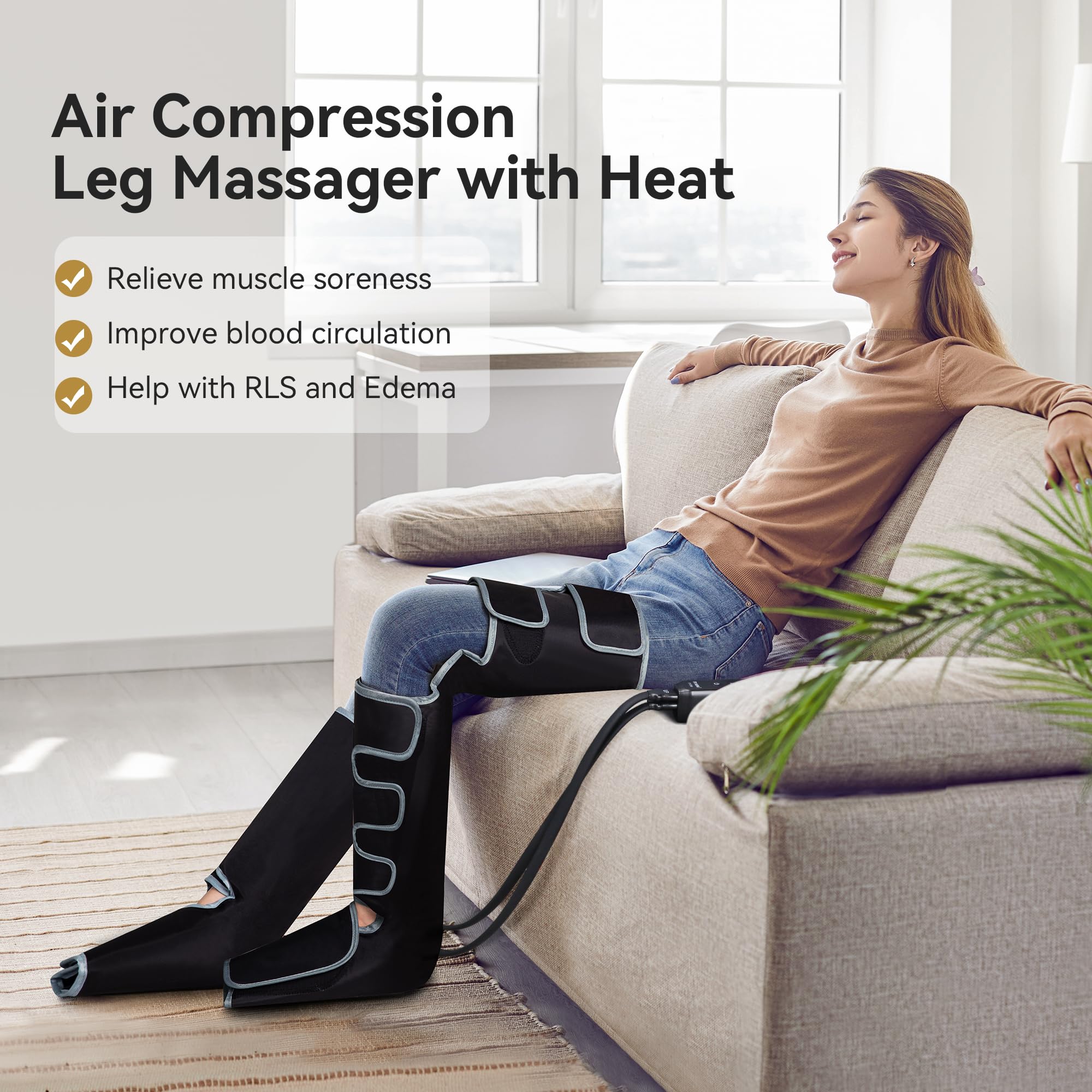 FIT KING Full Leg Massager with Heat, Air Compression Massager for Foot Calf & Thigh Muscle Relaxation and Recovery, Helpful for Pain Relief,Swelling, Edema and RLS, FSA-HSA Approved