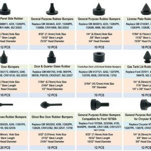 Dsnaduo 160 PCS Black Rubber Bumper Assortment, Automotive Rubber Bumper Stopper, Rubber Stop Bumper Compatible with GM Ford and Chrysler Replace 20030, 8210, fit Many Models