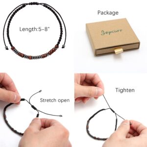 Morse Code Bracelet for Couples Women Men Adjustable Strand Engraved Matching Love Bracelet Set 2 PCS Secret Message Wood Beads with Cord Card Unique Funny Gift for Friend Ohana Mothers Day Valentine