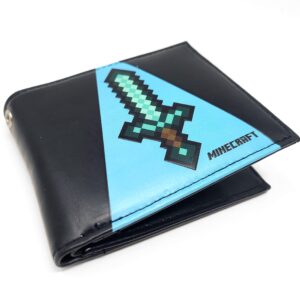 Minecraft Diamond Sword in blue light Bi-Fold Faux Leather Wallet