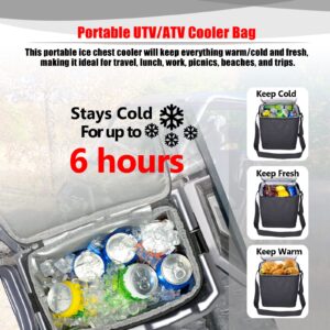 Goldfire Defender Center Underseat Storage Box Bin + Universal UTV Removable Portable Ice Chest Cooler Groceries Bag with Straps For Can Am Defender/Defender Max 2016+ Accessories(Part#715003446)